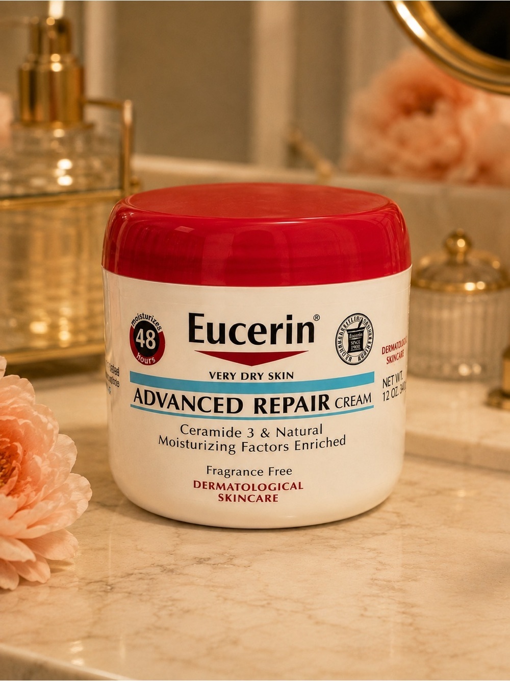 Eucerin Advanced Repair Cream Very Dry Skin 12 oz Fragrance Free NEW